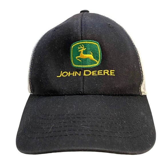 #4778 John Deere Black mesh baseball snapback cap - Picture 1 of 4